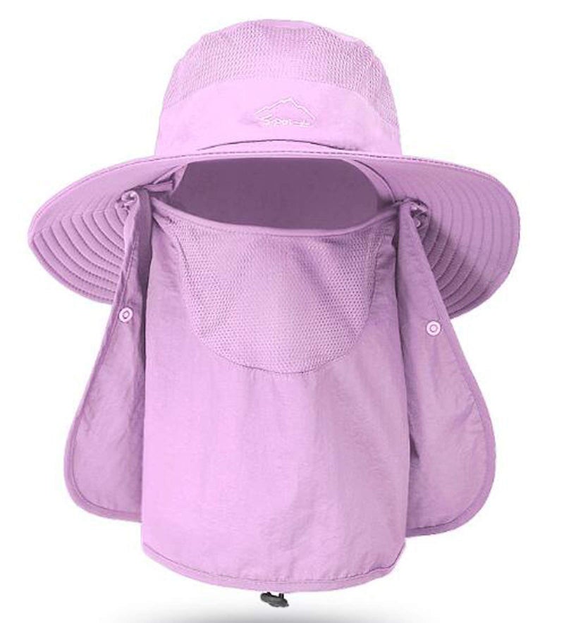 Outrip Fishing Hat for Men & Women, Outdoor UV Sun Protection Wide Brim Hat with Face Cover & Neck Flap Purple - Image 1